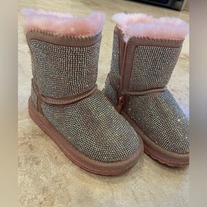 Doe a Dear Handcrafted Holographic Rhinestone Boot - Pink